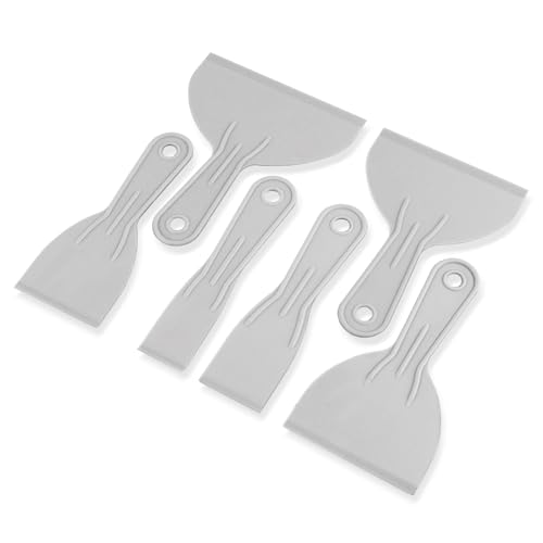 6 PCS Plastic Putty Knife Flexible Paint Scrapers Spackle Tool for Spackling Repairing Drywall Removing Wallpaper and Applying Plaster