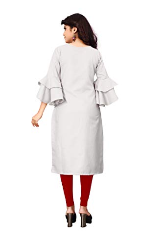 Image of OM SAI LATEST CREATION Slub-Rayon 3 /4 Sleeve Printed A-Line Kurti for Women