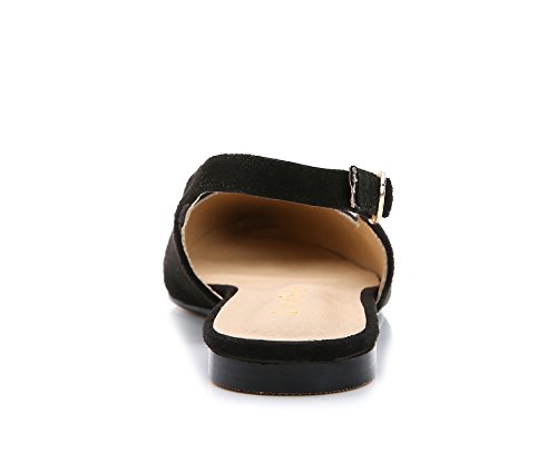 ComeShun Womens Sexy Pointed Closed Toe Flats Comfortable Black Slingback Suede Pumps Size 9 - Thumbnail 3