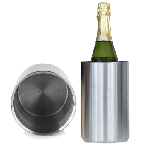 Weinkühler Edelstahl Flaschenkühler Weinflaschenkühler Doppelwandiger Outdoor Weinkühler - Eiswürfelkühler Flaschenkühler für Wein Champagner und Sekt Flaschen