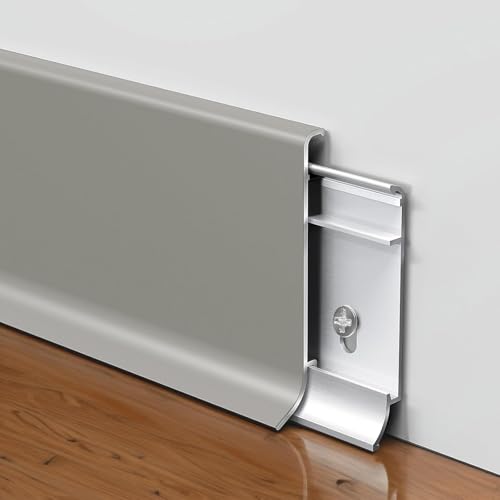 Plinthe Garniture de plinthe en aluminium, couvertures de plinthes imperméables pour salle de bain, hauteurs de 1,5/2,4/3,2 pouces × 2/2,5/3,3/4/5/5,8 pieds...