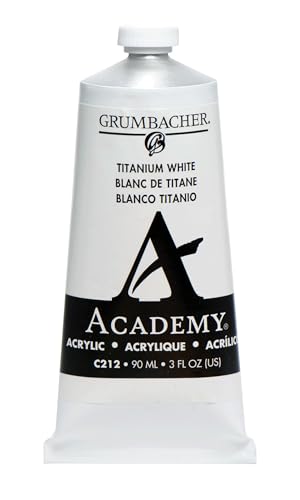 Grumbacher Academy Acrylic Paint, Gloss, 90ml/3 oz Metal Tube, Titanium White (C212 )