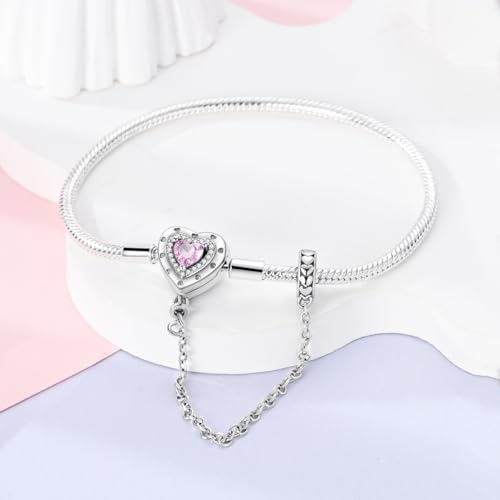 MULA 925 Sterling Silver Snake Chain Charm Bracelet Butterfly Heart Clover with 5A Cubic Zirconia Bracelets for Women2