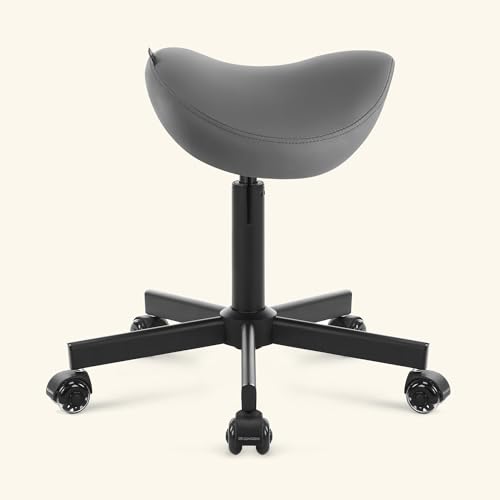 Image of Haku 506 Series Ergonomic Saddle Stool, Adjustable Pneumatic Swivel Rolling Stool with Wheels for Salon, Medical, Spa, Tattoo, Home and Office, Grey