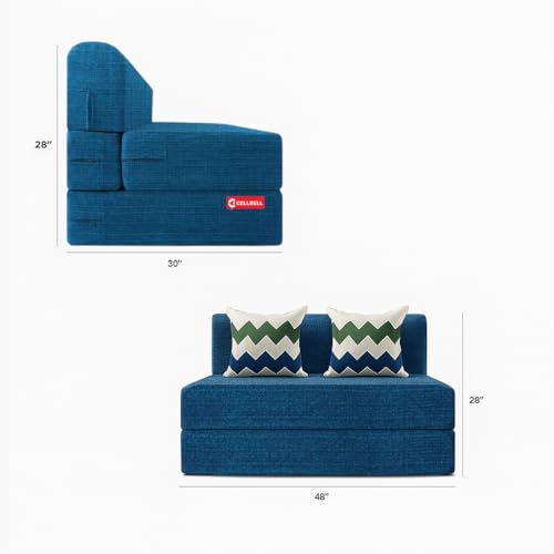 Image of CELLBELL Comfy Sofa Cum Bed 4x6 Feet | Foldable Dual Use Couch Bed with Soft Cushions, Washable Fabric Cover & Sturdy Frame | Space Saving Modern Design for Living Room, Bedroom & Guest Use (Teal)