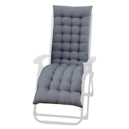 azorex Cojín para Tumbona de Jardín, Colchón Tumbona Acolchada, Cojín para Silla Plegable con Respaldo Alto para Exteriores 150 x 55 x 7 cm (Gris)