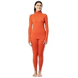 Fruit of the Loom Women's High Neck Quarter Zip Top and Legging Thermal Set, Mandarin, XX-Large