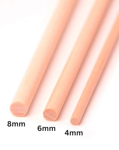 Image of Bloomax 8mm x 18 Inch Wooden Dowel Rods | 25 PCS Unfinished Natural Hardwood Round Sticks for Crafts, DIY & Furniture Woodworking