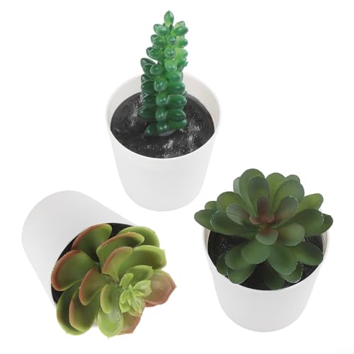 Yuanpgky Juego de 3 plantas suculentas realistas de escritorio con macetas de PVC para decoración del hogar y la oficina, arreglo de vegetación artificial en varias alturas de 9 a 14,5 cm (set 1)