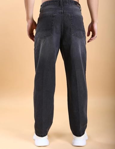 Image of Men's Baggy Fit Jeans, Loose Fit High Rise Denim Pants, Casual Streetwear Style for Everyday Comfort