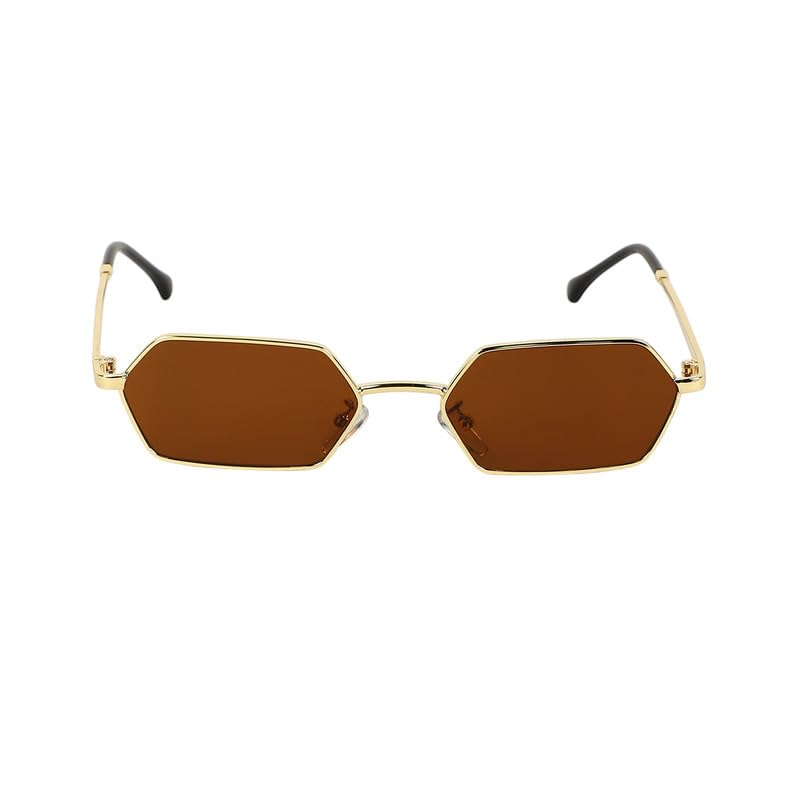 Women's The Bash Geometric Sunglass For Casual Wear | One-Size | Califonia Gold Alloy Frame | Coffee Brown Full Colour Polarized Lens | Full Rim | Eyewear For Woman & Girls-image-35