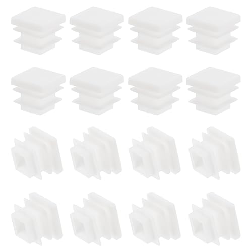 Image of PATIKIL Square Plastic Plug, 16 Pcs 5 /8 Inch /16mm Tubing Insert End Caps Plastic Plug Cap for Square Tubes Chair Legs Furniture Metal Tubing Hardware Plugs Fences, White