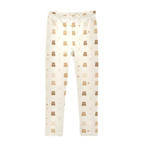 Pattern Bear Pattern Girls Leggings Athletic Pants Tights Stretch Bottom