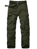 Faysfad Men's Cargo Trousers Combat Military Tactical Cotton Work Pants with Multiple Pockets(6325,Amy Green,36)