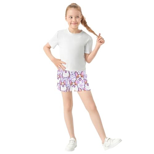 Girls Cute Corgi Dog Print Lounge Shorts for Kids Teens Summer Casual Athletic Pajama Sleepwear, X-Small2