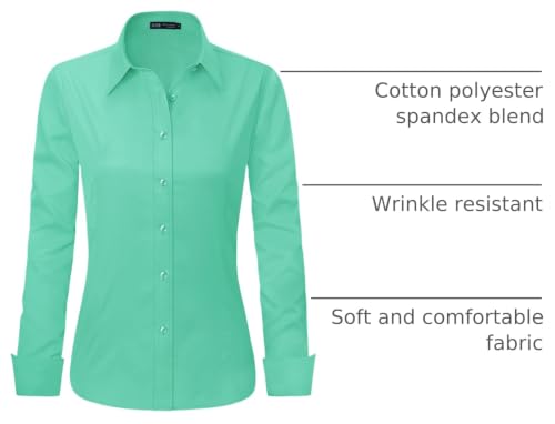 Image of J.VER Womens Dress Shirts Long Sleeve Button Down Shirt Wrinkle-Free Business Casual Blouse Office Work Tops