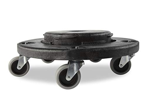 Image of Rubbermaid Commercial Products Brute Twist on /Off Round Dolly, Black, Use with BRUTE Trash Can, Pack of 2