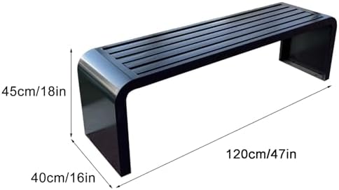 Waterproof Outdoor Bench - Galvanized Steel Frame, Curved Design, Durable Garden Patio Furniture, Weather-Resistant Metal Seating for Backyard & Patio Use