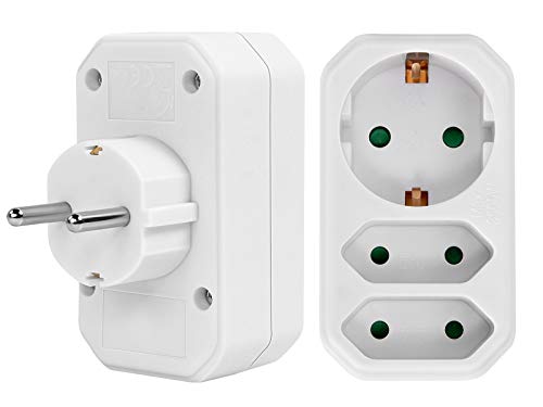 CLOUSPO Steckdosenadapter EU DE Reisestecker Steckdosen Reiseadapter Europa Deutschland (16A/250V/3500W) (1pcs) Cover