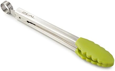 Zeal J141T Silicone Non Stick Kitchen Mini Tongs with Stainless Steel Handle (20cm) -Dark Grey