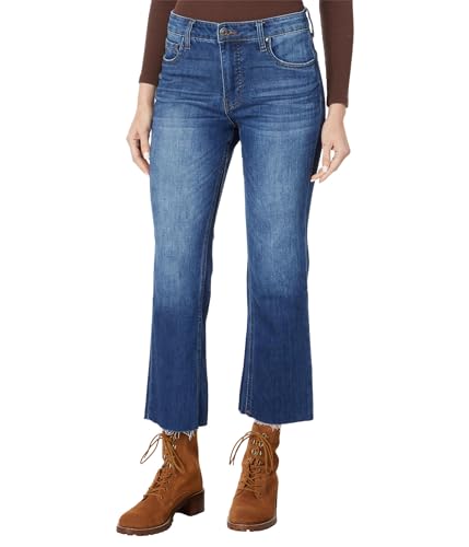 KUT from the Kloth Petite Kelsey High-Rise Fab AB Ankle Flare in Royal