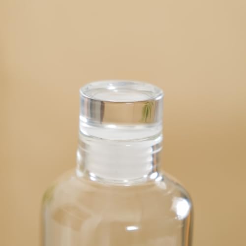 Image of Nestasia Glass Water Bottle Set of 2 (550ml Each) | Leakproof Glass Bottle Set with Airtight Screw Cap for Juice, Milk, Detox Water, Office & Daily Use | Transparent & Durable Fridge Water Bottle