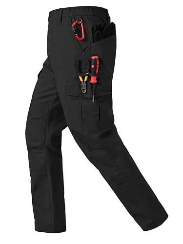 Mens Work Pants Ripstop Waterproof Cargo Pants for Men with 7 Pockets Tactical Hiking Pants