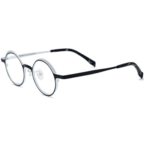Image of FONEX Colorful Pure Titanium Glasses Frame Women Retro Round Eyeglasses