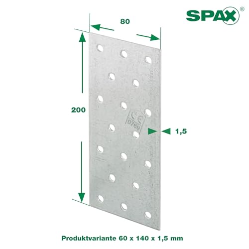 SPAX Lochplatte 40x160 mm, 1,5 mm Blechstärke, 100 Stk. - Verzinktes Stahlblech für Holzverbindungen - Made in Germany, SXNP15416