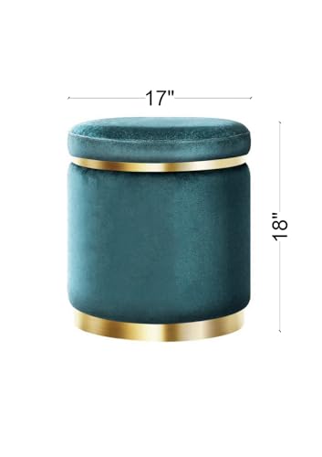 Image of Paamwood Velvet Sitting Stool - Luxurious Ottoman Footrest for Bedroom & Living Room, Wooden Sofa Side Stool, Makeup Chair, Pouf for Home & Office Decoration (Sea Blue Pack of 6)