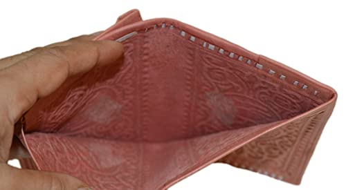 Treasures Of Morocco Handmade Moroccan By-fold Leather Wallet Large Vintage Exquisite Handy Pink3