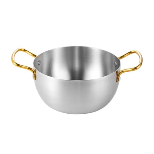 Honseadek Olla de acero inoxidable para fideos, olla de cocina ramen con asas, para sopa, fideos y pasta, adecuada para cocina, camping, dormitorio (18 cm)