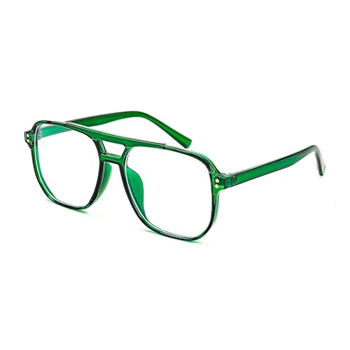 FEISEDY Retro 70er 80er Blaulichtfilter Brille Damen Ohne Stärke Herren Computerbrille mit Blue Light Blocking Glasses PC Gaming Brillen B2866