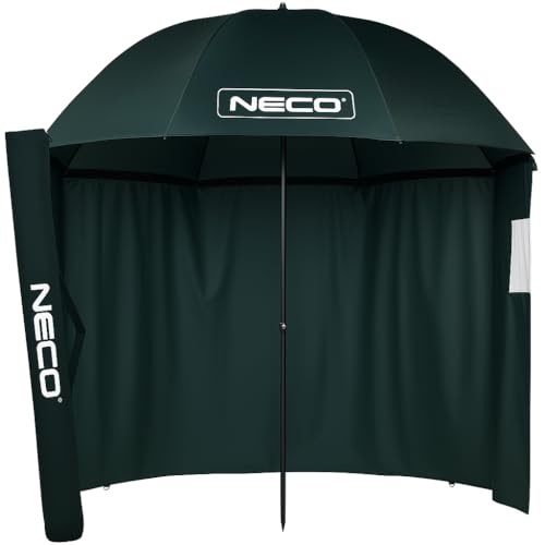 NECO Angelzelt mit Schirmfunktion – Wasserdichtes Zelt mit Seitenwänden & Fenster – 220 cm Durchmesser – höhenverstellbar – mit Tragetasche & Heringen – Angelzubehör Outdoor Camping
