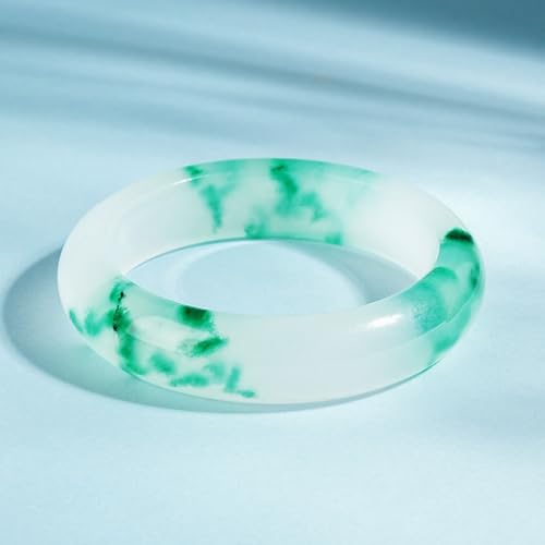 Jadeite Bangle, Natural Ice-type Emerald Color Quartzite Bracelet with Floating Flowers Design, Gift for a Girlfriend's Birthday3