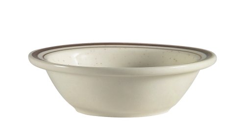 CAC China AZ-11 Arizona 4-3/4-Inch 5-Ounce Brown Rim Brown Speckled American White Stoneware Fruit Bowl, Box of 36