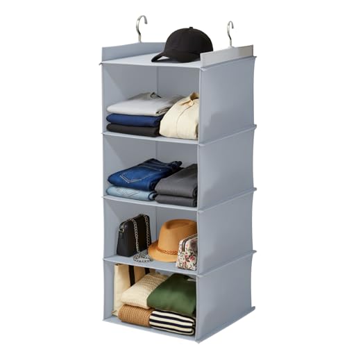 PLUMGEAN 4-Shelf Hanging Closet Organizer (1-Pack) | Sturdy MDFSupport |