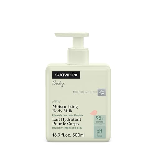 Suavinex, Lait Corps Bébé, Crème Hydratant Adaptée aux Peaux Sensibles et Nouveau-nés, Texture Légère, Absorption Facile, 95% Ingrédients Origine...