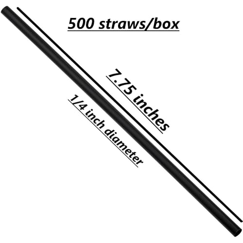 Pitillos desechables negros 7 3/4 pulg diam 1/4 pulg caja 500 miniatura 3