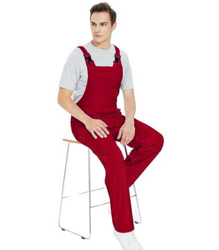WORK IDEA Men's Bib Overalls Workwear Fashion Lightweight Jumpsuit with Pockets