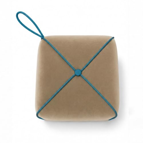 Image of CASASTYLE Signature Velure Suri Accent Pouf | Boston Fabric | 40D High-Density Foam | (Warm Sand Beige) | Footrest, Vanity Ottoman & Accent Seat for Home, Office, & Hotel
