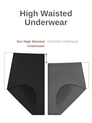 Image of Cuweni Womens Underwear Seamless High Waisted Briefs Silky Stretch No Show Breathable Full Coverage Ladies Panties 6 Pack