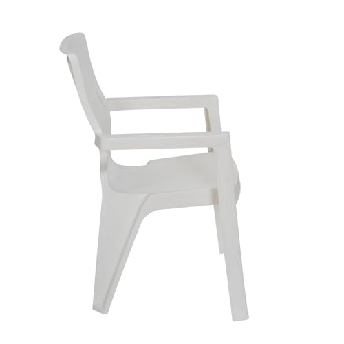 Image of Nilkamal Ortho Comfort Plastic Chair with Arm|Set of 4| 3 Year Warranty |Stackable Chair for Home, Living Room, Dining Room, Cafe & Balcony |Ergonomic Back Support |Indoor & Outdoor |Cream