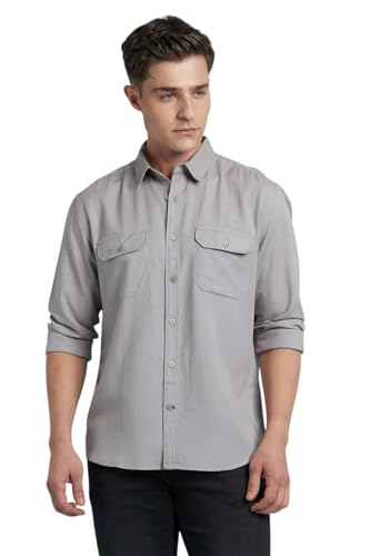 Chemise droite homme idéale pour le bureau couleur gris clair taille 40