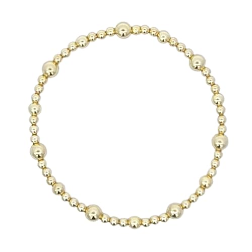 Anela 14kt Gold Filled Beaded Bracelet - Alternate Pattern of 3mm, 4mm & 5mm Beads, Tarnish-Free Jewelry - Great Gift for Woman2