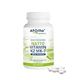 APOrtha Vitamin K2 MK7 200 µg 99+% ALL-Trans, 365 Tabletten hochdosiert vegan, Hochwertiges Natto K2 Vitamin leicht zu schlucken Nahrungsergänzung Vit K2, Vitamin K 2 Alternative zu K2 Tropfen Kapseln