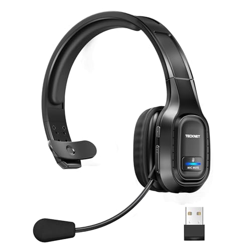 TECKNET Trucker Bluetooth Headset, Trucker Bluetooth Headphones with Microphone AI Noise Canceling...
