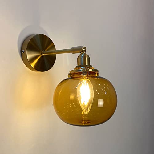 Applique Murale à Angle de Bras Réglable avec Globe en Verre Giallo Translucide