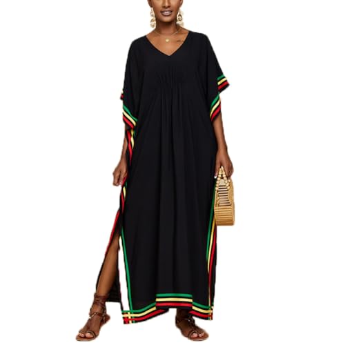 Kimono ouvert devant en couleur contrastée et robe caftan chic