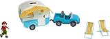 HABA Little Friends Vacation Camper Play Set with Momentum Motor Vehicle, Lawn Chairs and Exclusive Boy Noah Figure